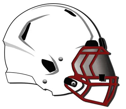 White Football Helmet with Red Face Guard