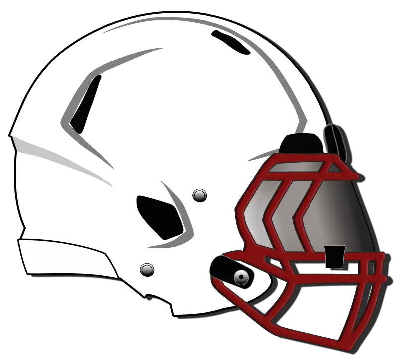 White Football Helmet with Red Face Guard