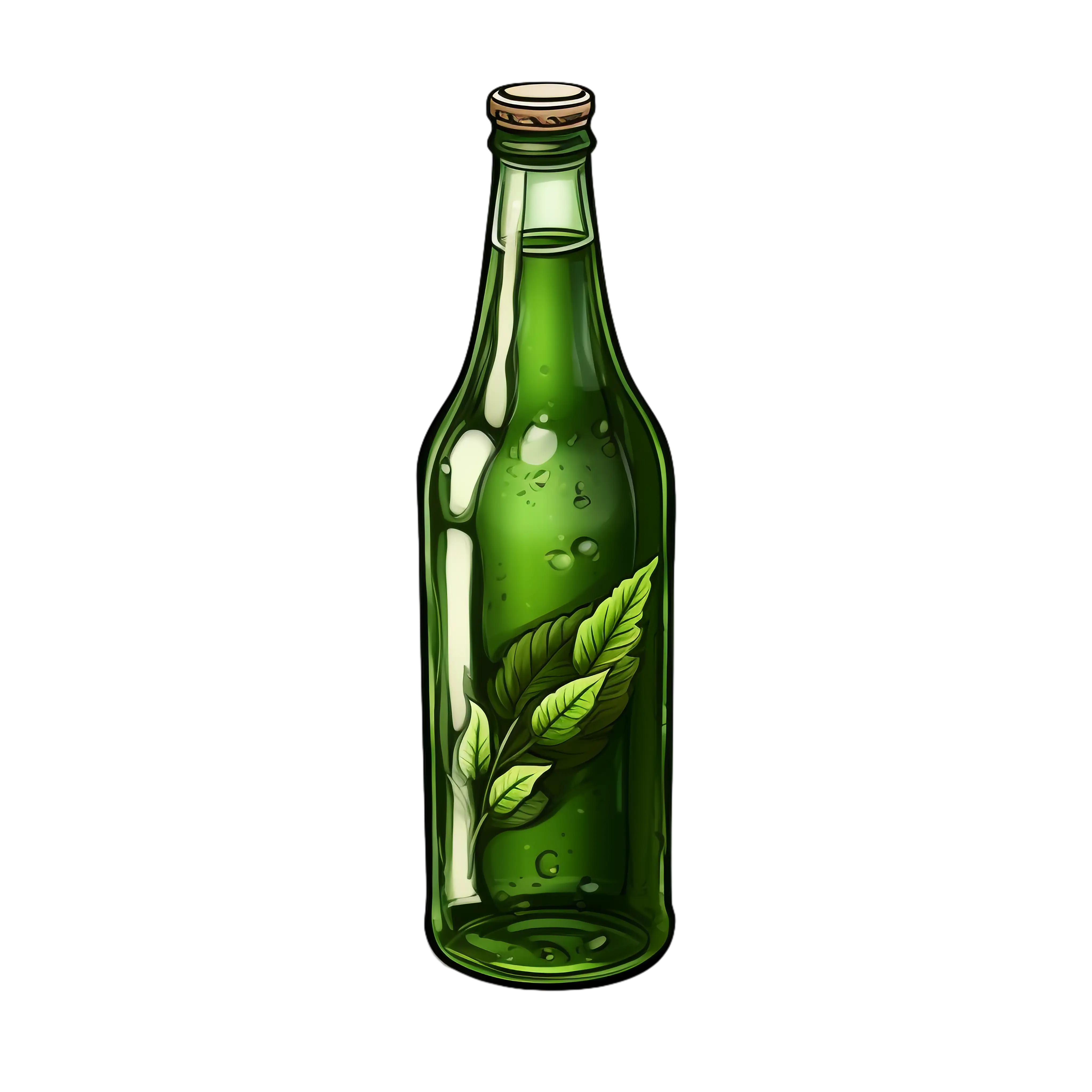 Eco-Friendly Green Glass Bottle Illustration