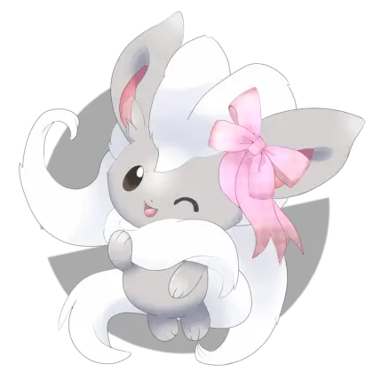 Gray Cartoon Animal with Pink Bow
