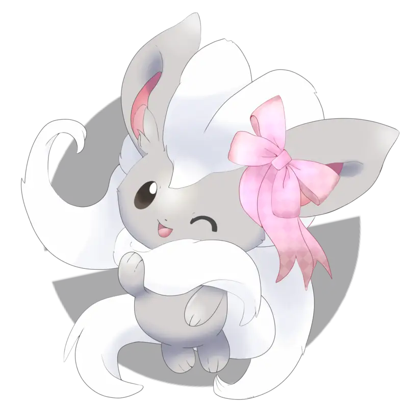 Gray Cartoon Animal with Pink Bow