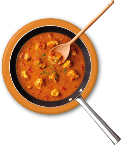 Pan with Food and Wooden Spoon