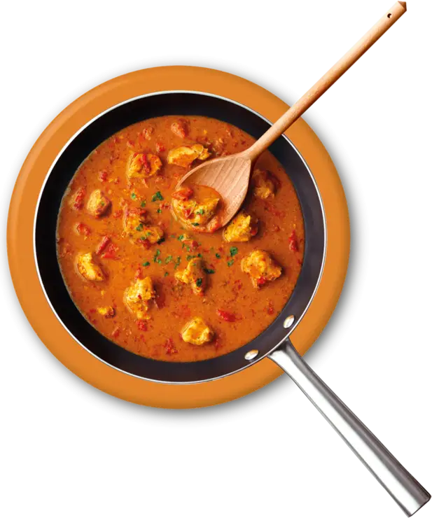 Pan with Food and Wooden Spoon