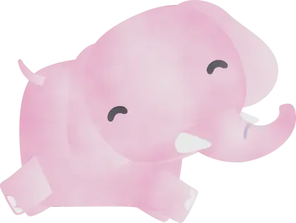 Pink Cartoon Smiling Elephant