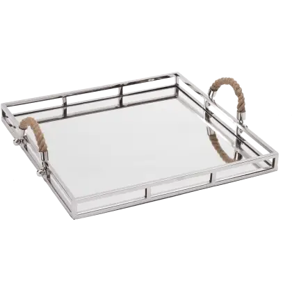 Metal Tray with Rope Handles