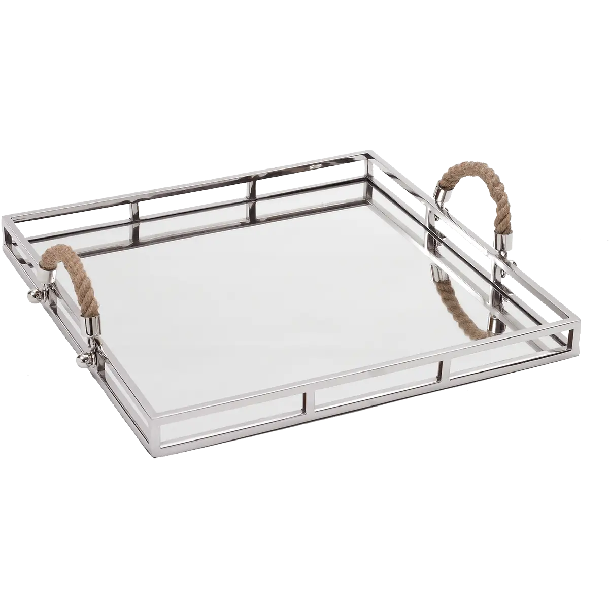 Metal Tray with Rope Handles