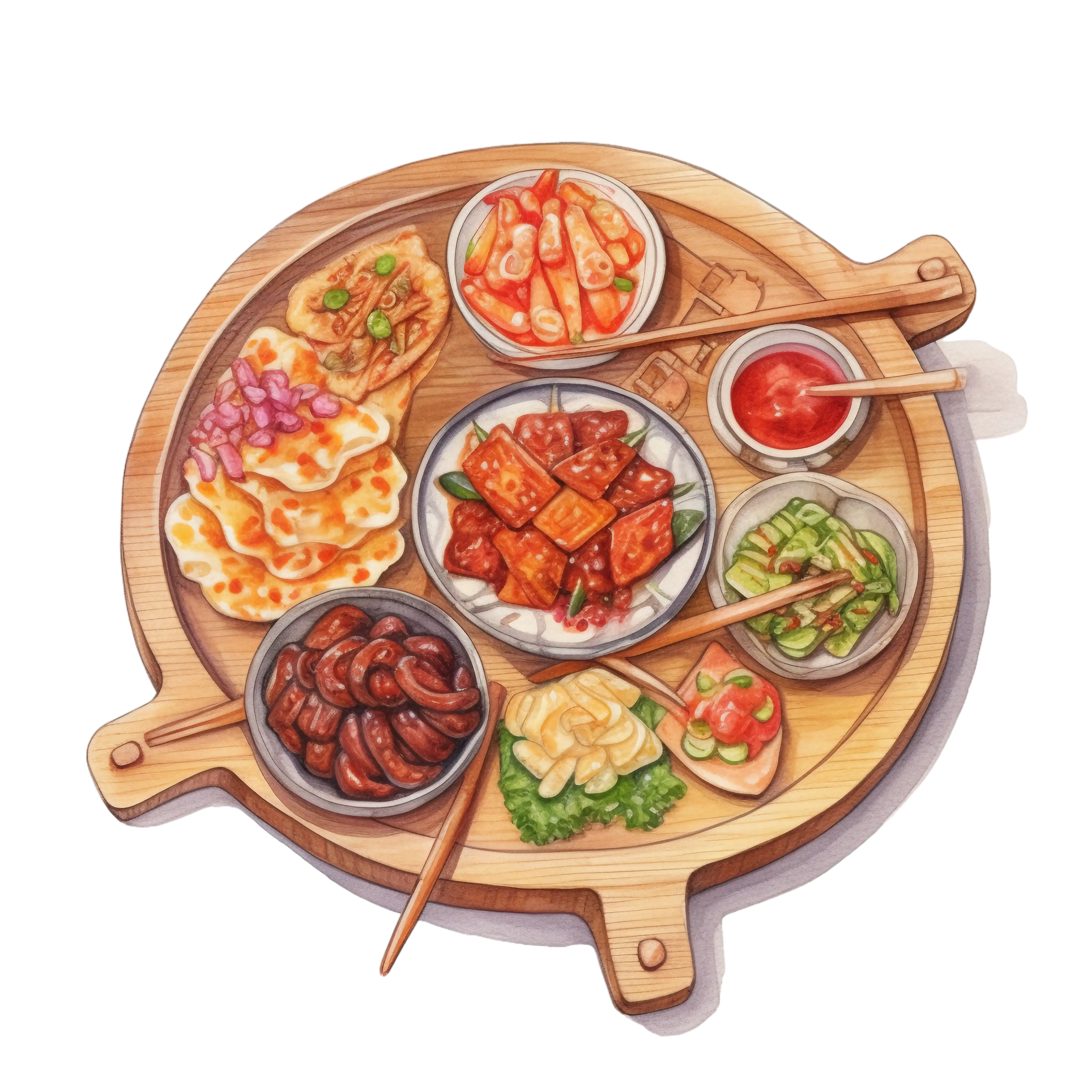 Assorted Food Platter on Wooden Board