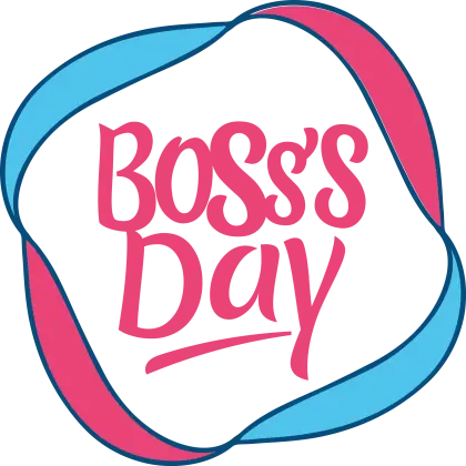 Boss&#039;s Day Design with Blue and Pink Ribbon