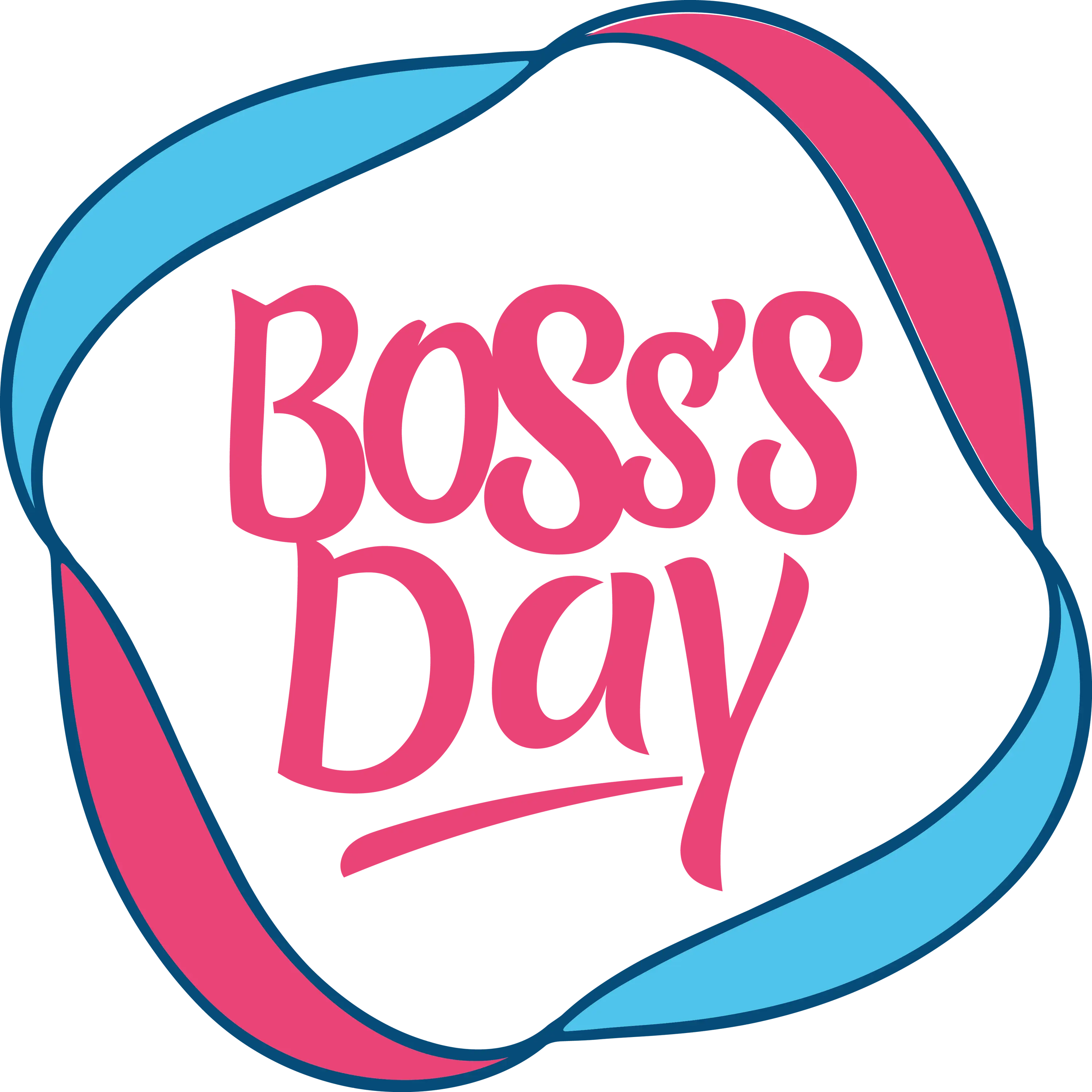 Boss's Day Design with Blue and Pink Ribbon