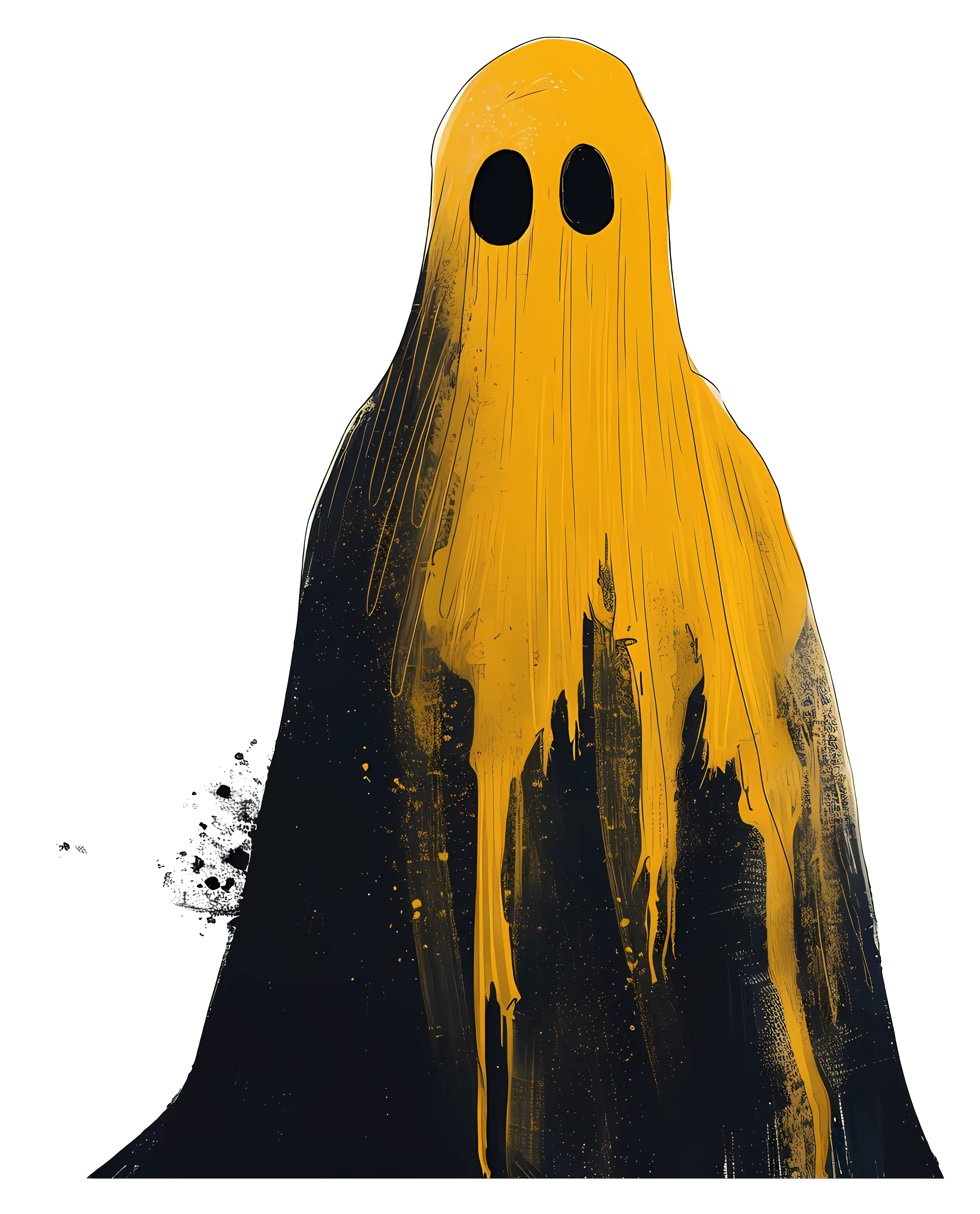 Yellow and Black Spooky Ghost