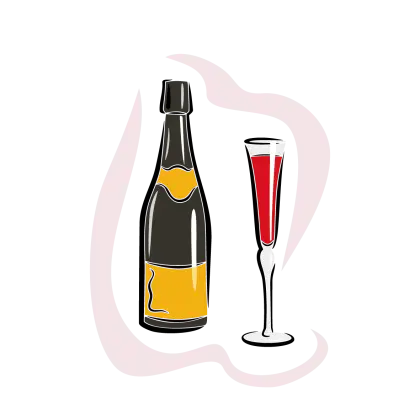 Cartoon Wine Bottle and Glass