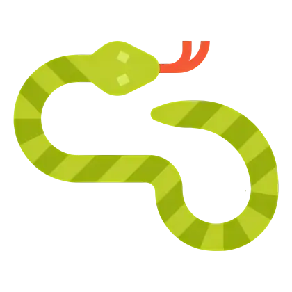 Cartoon Green Snake with Stripes and Red Tongue