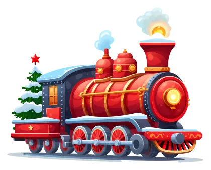 Red Christmas Train Illustration