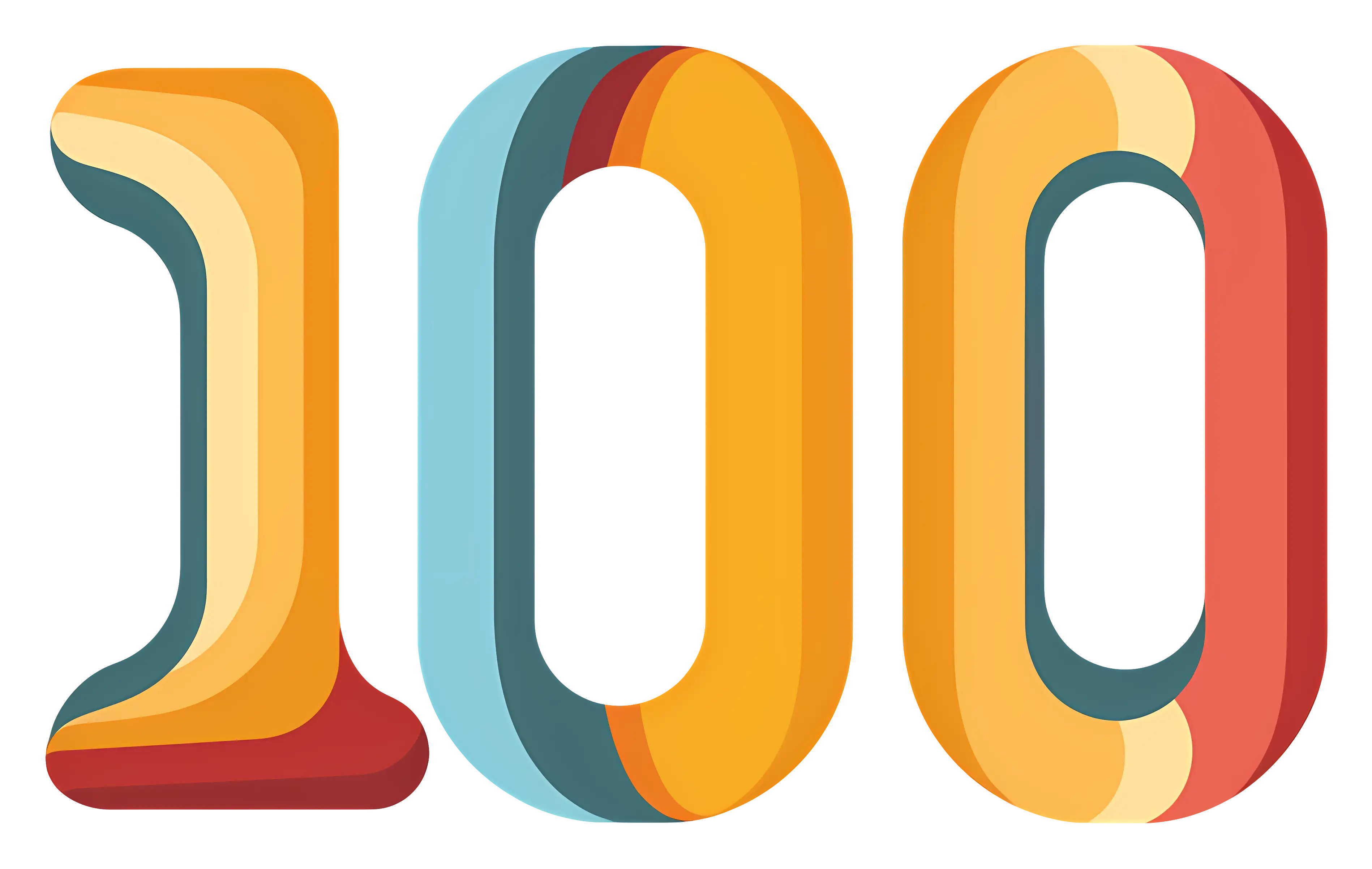 Colorful 100 Number Illustration