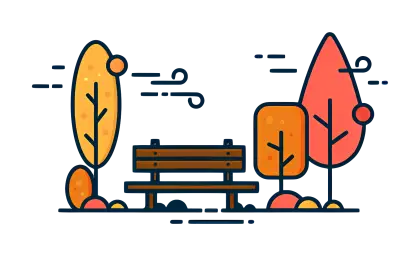 Park Bench with Autumn Trees