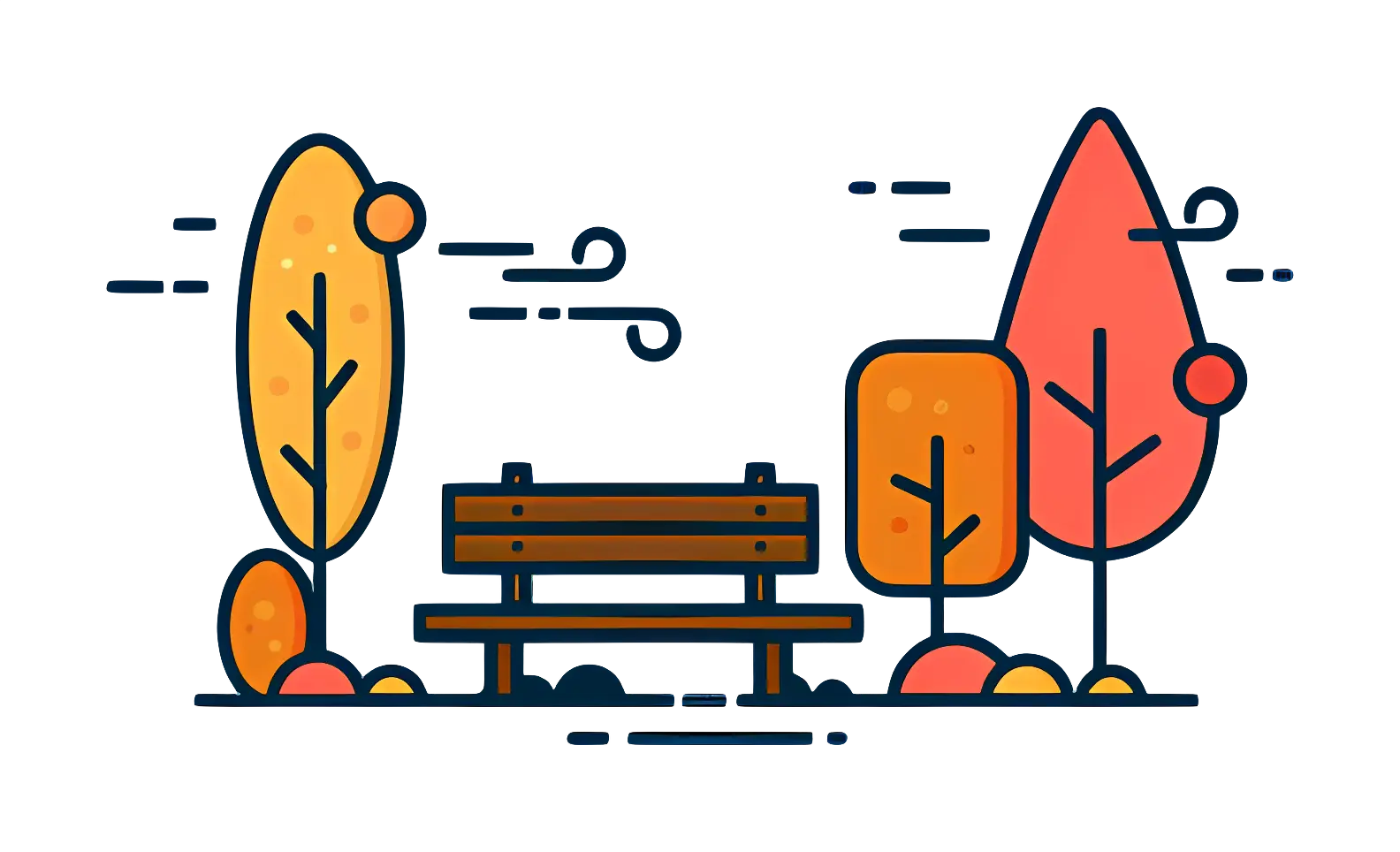 Park Bench with Autumn Trees