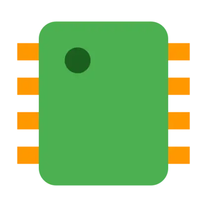 Green Microchip Icon for Technology