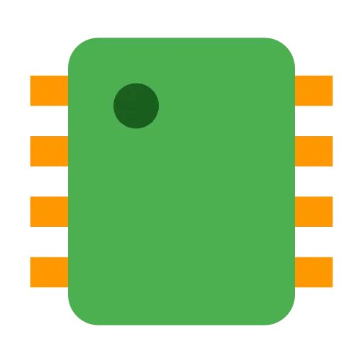 Green Microchip Icon for Technology