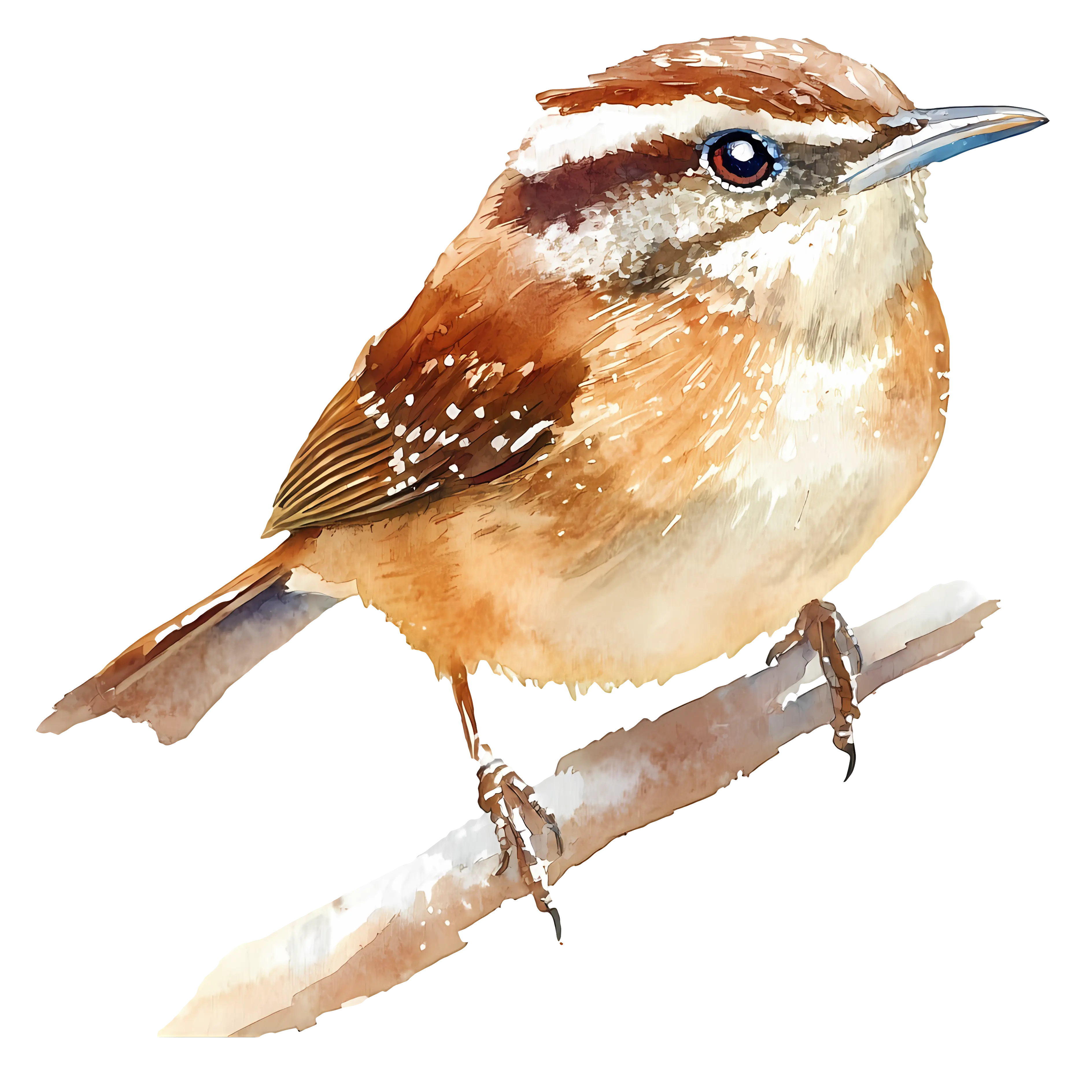 Brown and White Bird on Branch