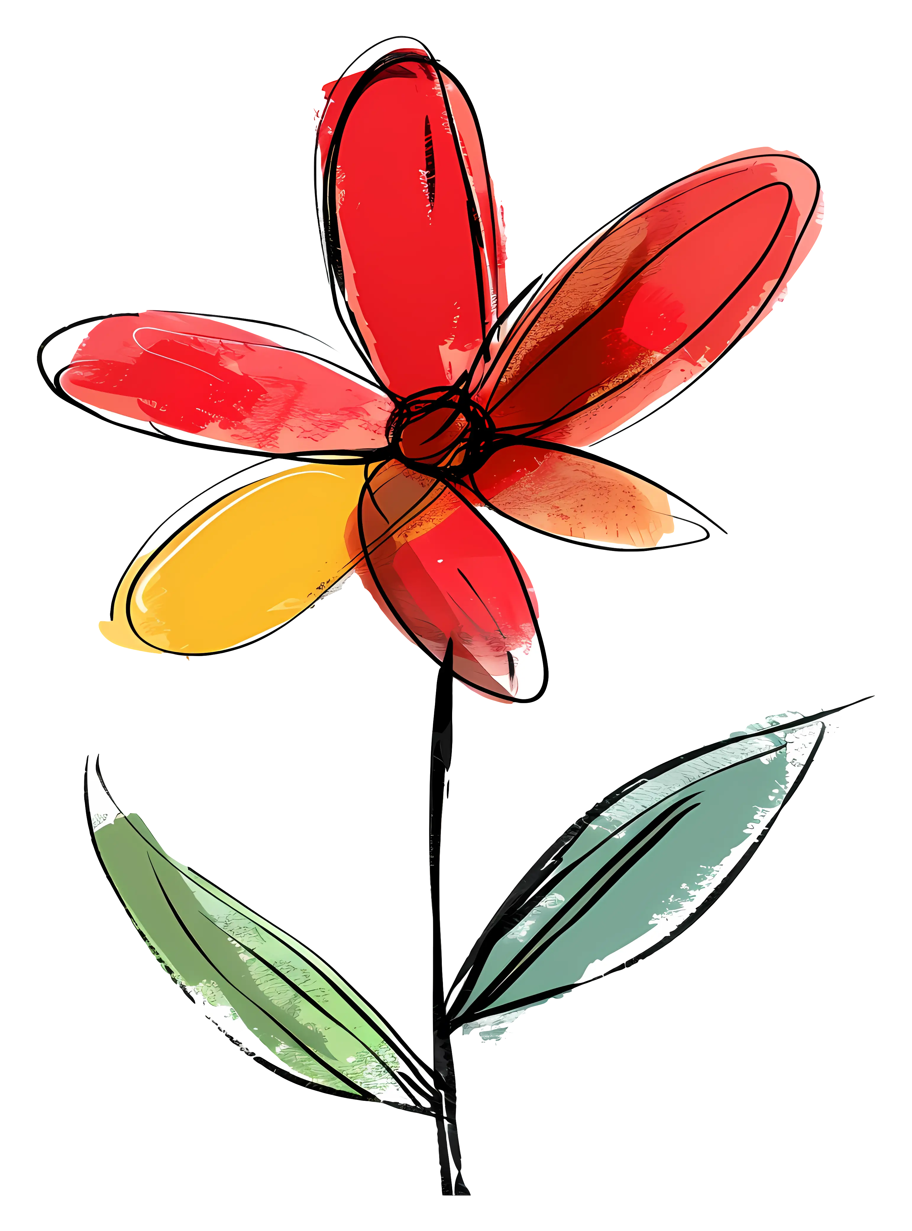 Colorful Red and Yellow Flower Illustration