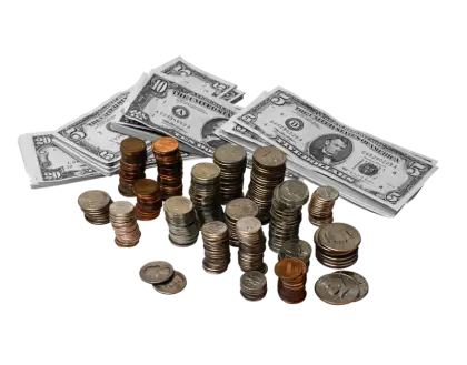 Stacked Coins and Dollar Bills Illustration
