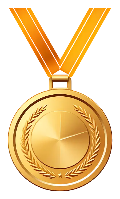 Gold Medal with Orange Ribbon for Success