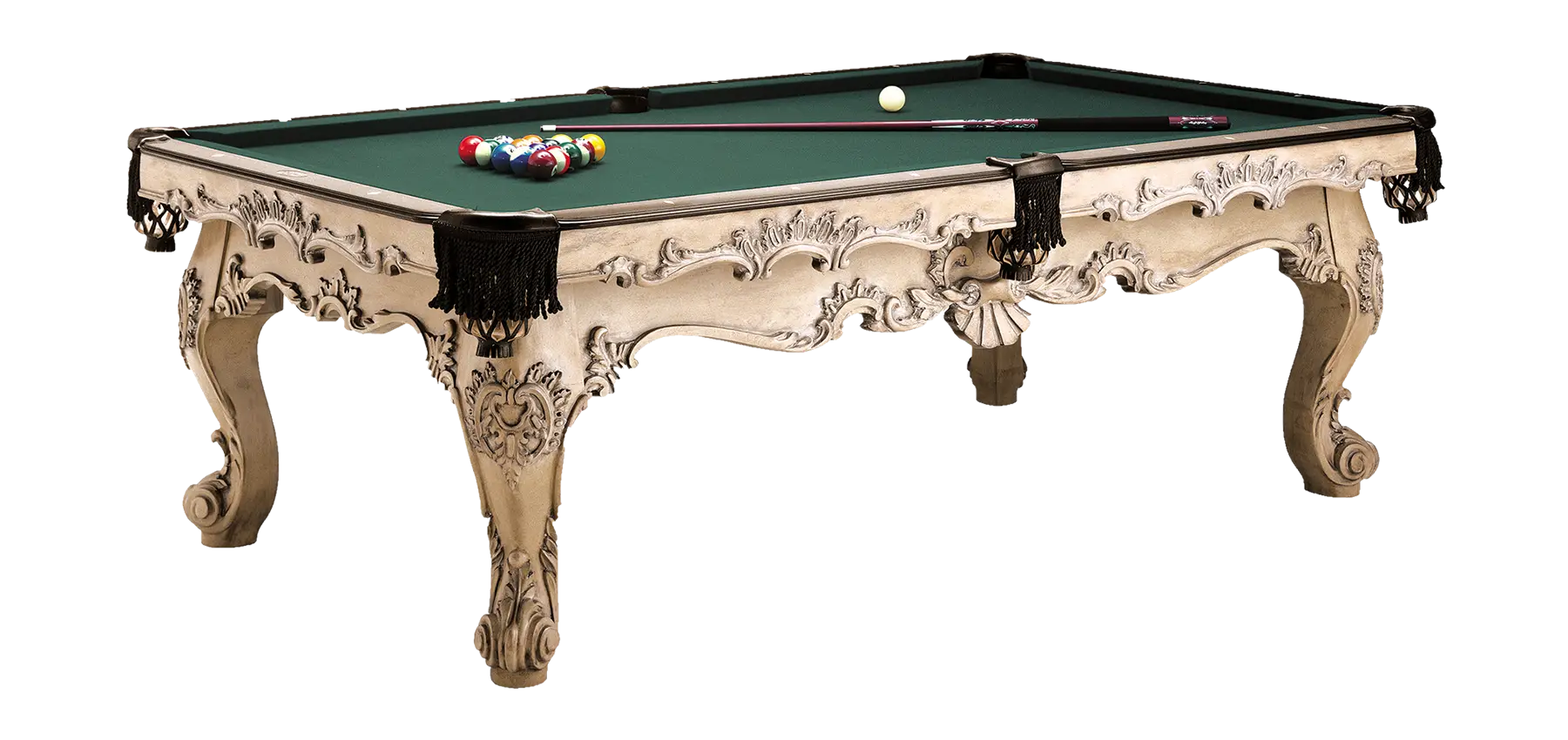 Elegant Ornate Pool Table with Accessories