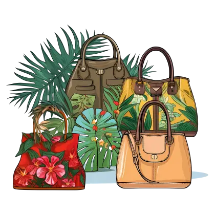 Tropical Handbags with Floral and Leaf Designs