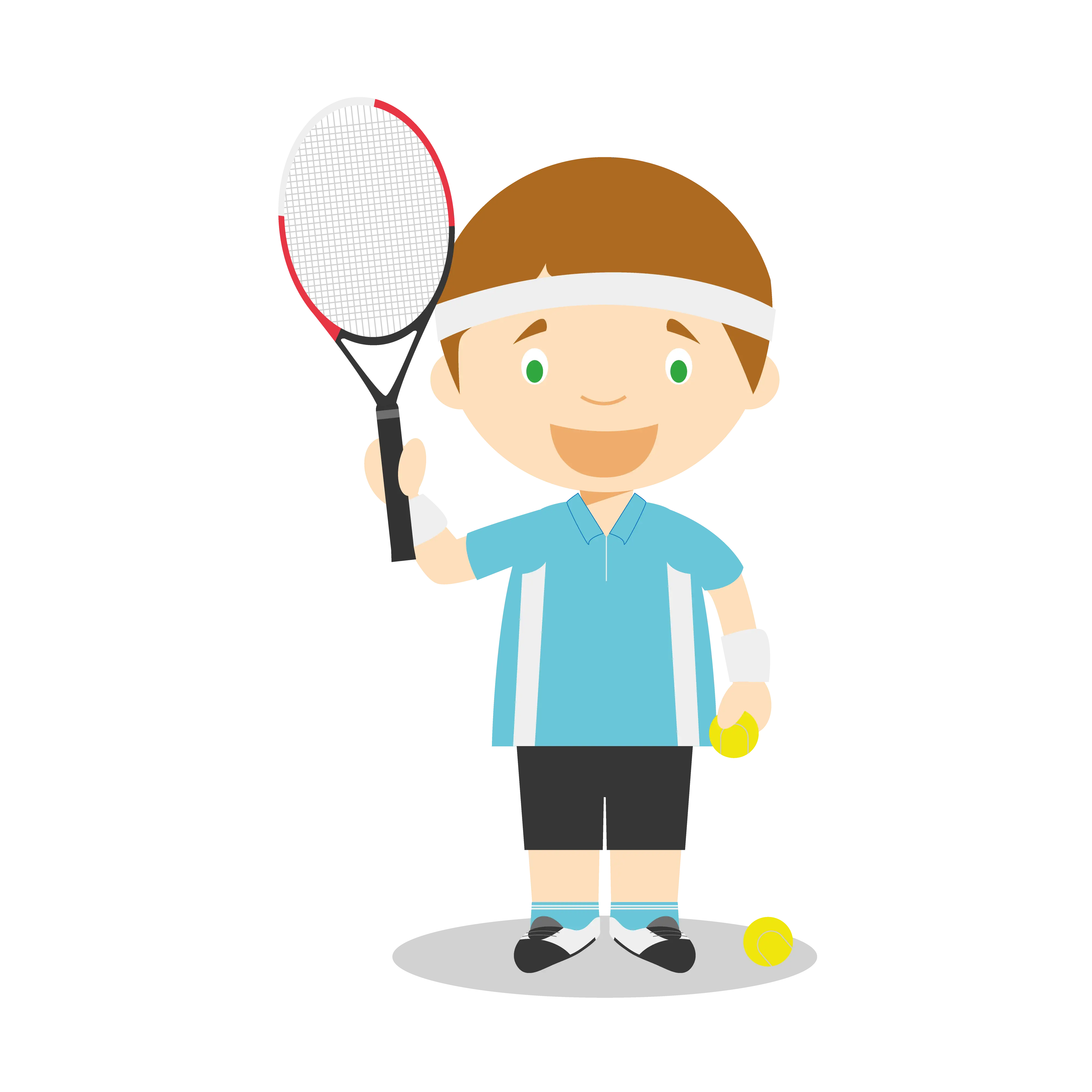 Young Tennis Player with Racket and Balls