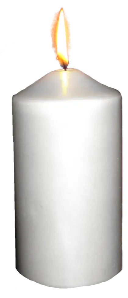 White Lit Candle with Gentle Flame