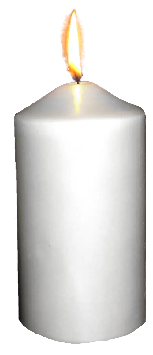 White Lit Candle with Gentle Flame