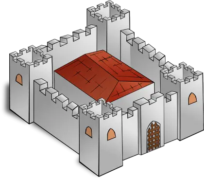Medieval Castle with Red Roof Design