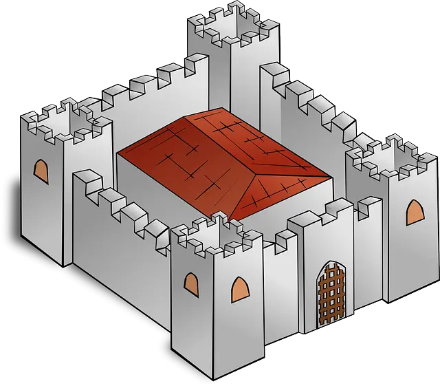 Medieval Castle with Red Roof Design