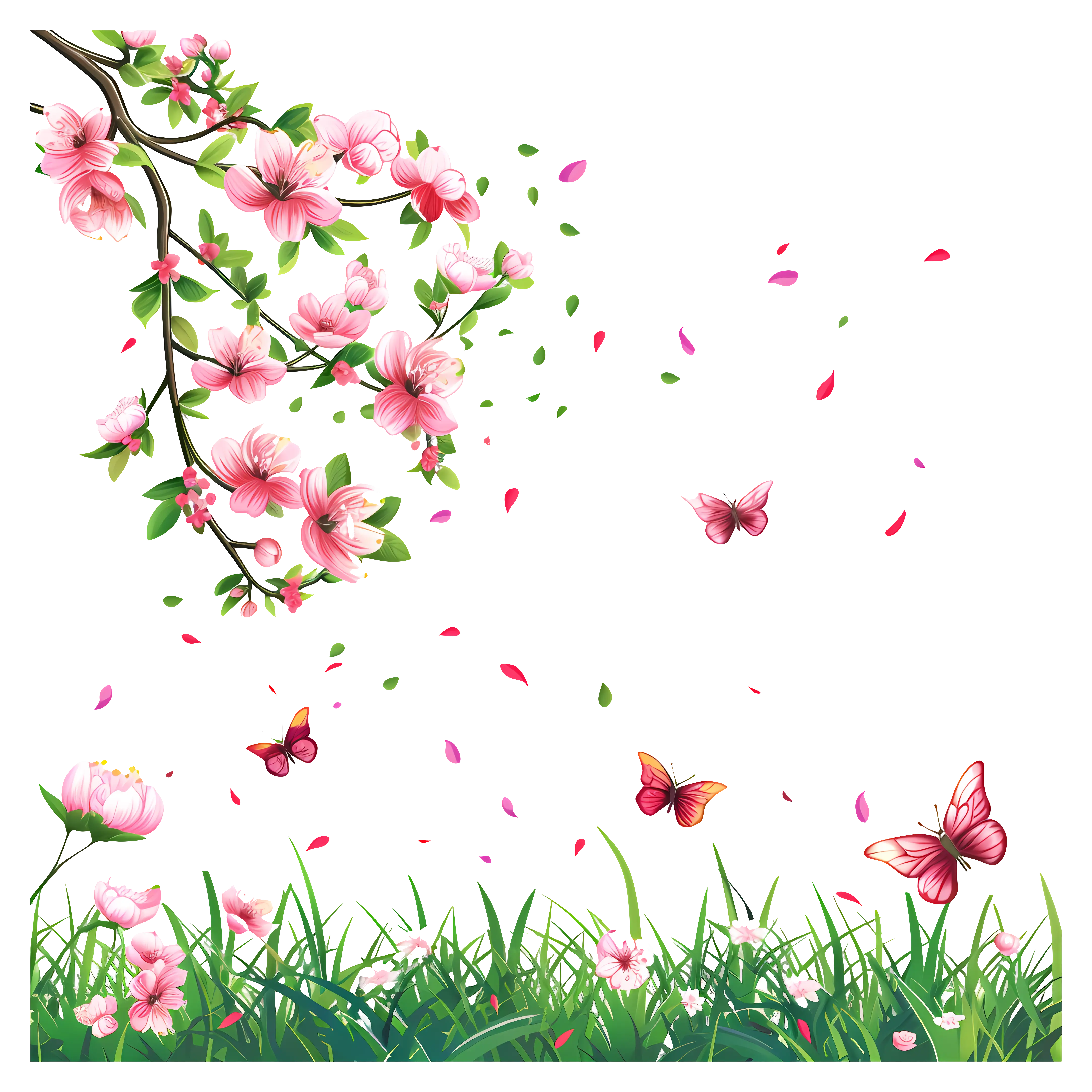 Cherry Blossoms and Butterflies