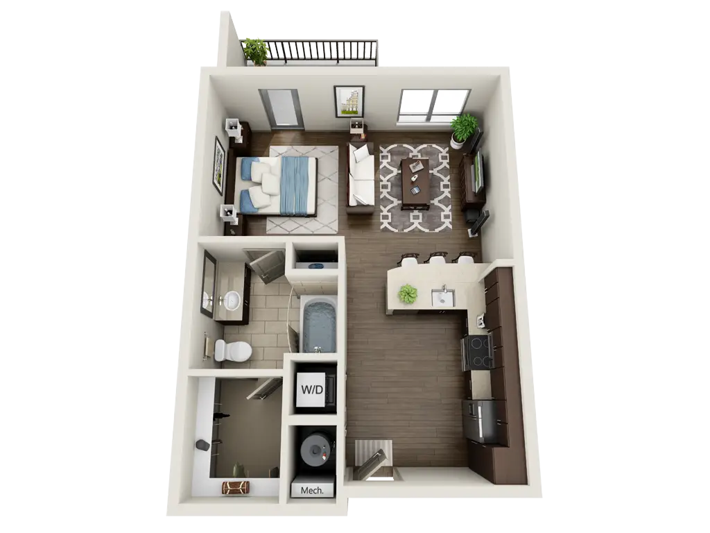 3D Apartment Floor Plan Visualization