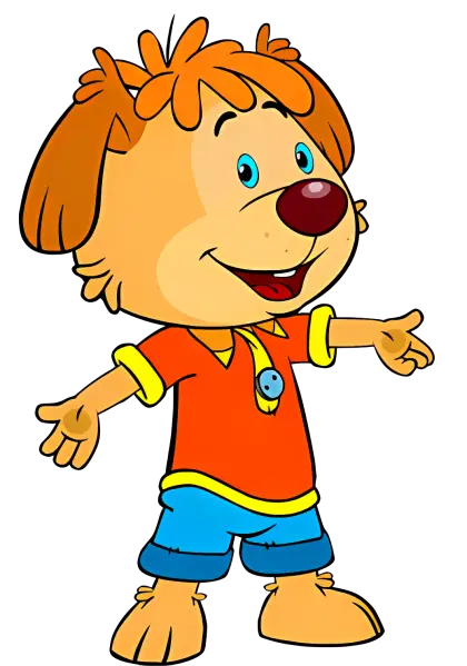 Happy Cartoon Dog Character in Bright Colors