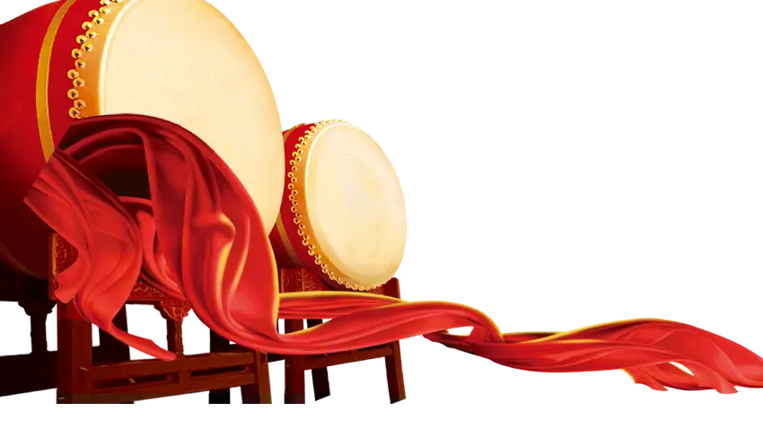 Traditional Drums with Decorative Red Cloth Design
