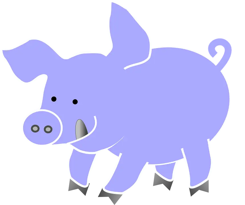 Purple Cartoon Pig Illustration