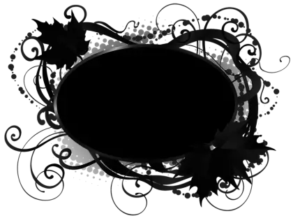 Ornamental Black Ellipse Frame with Floral Details