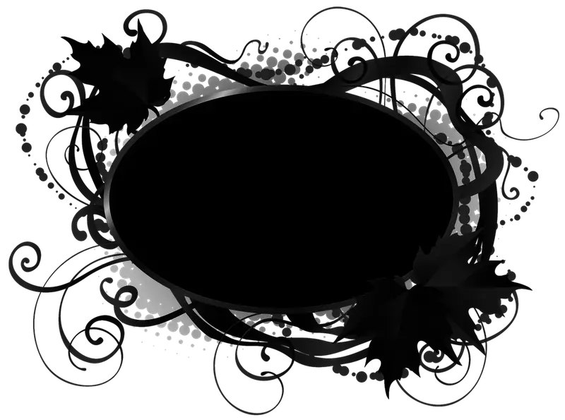 Ornamental Black Ellipse Frame with Floral Details