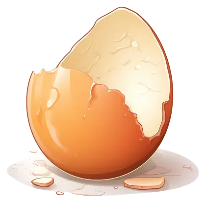 Cracked Egg with Broken Shell