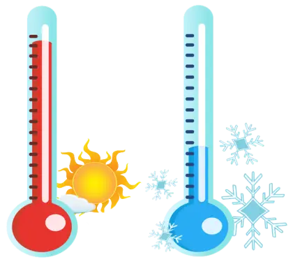 Thermometers Showing Hot and Cold Temperatures