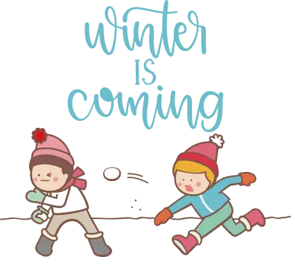 Winter is Coming Text with Kids Playing