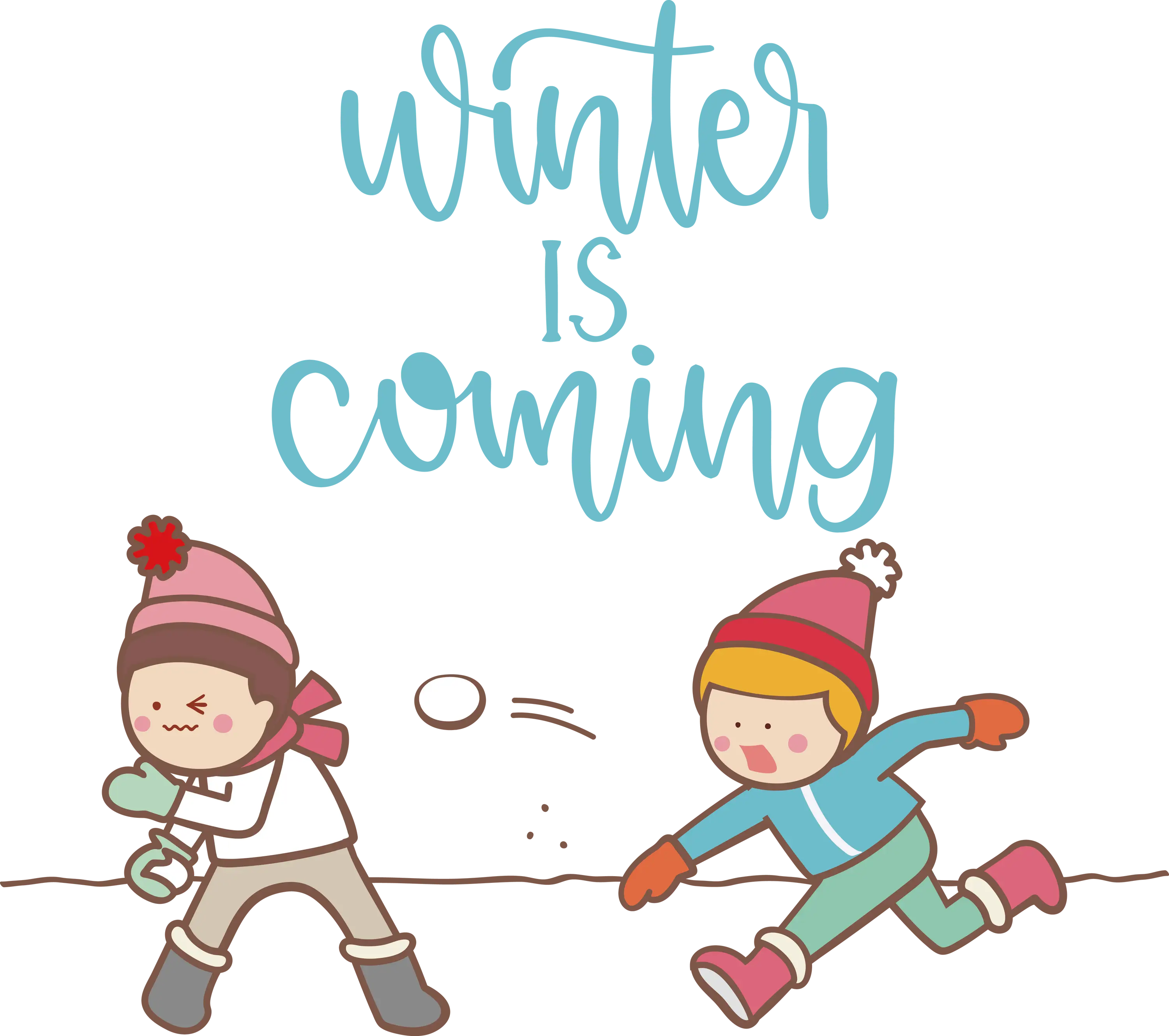 Winter is Coming Text with Kids Playing