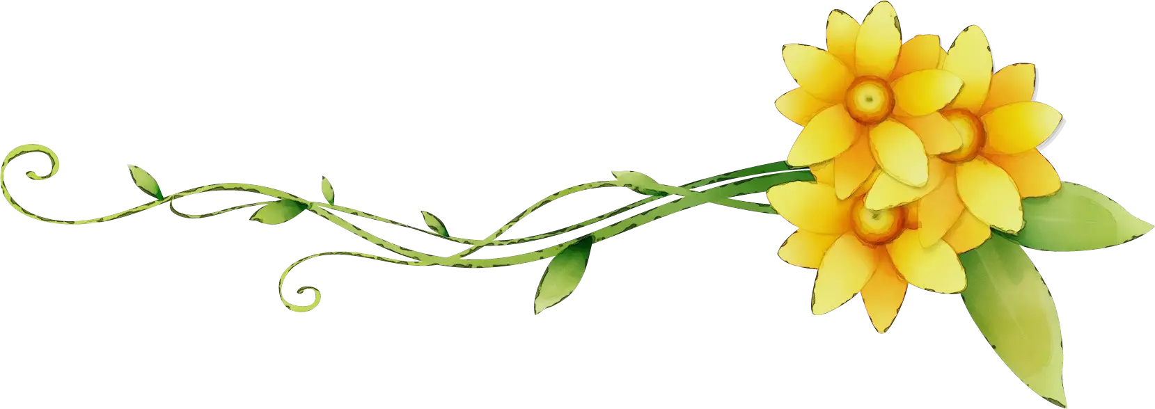 Yellow Flower with Stem and Leaves