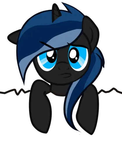Black Cartoon Pony with Blue Mane