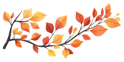 Autumn Branch with Colorful Leaves