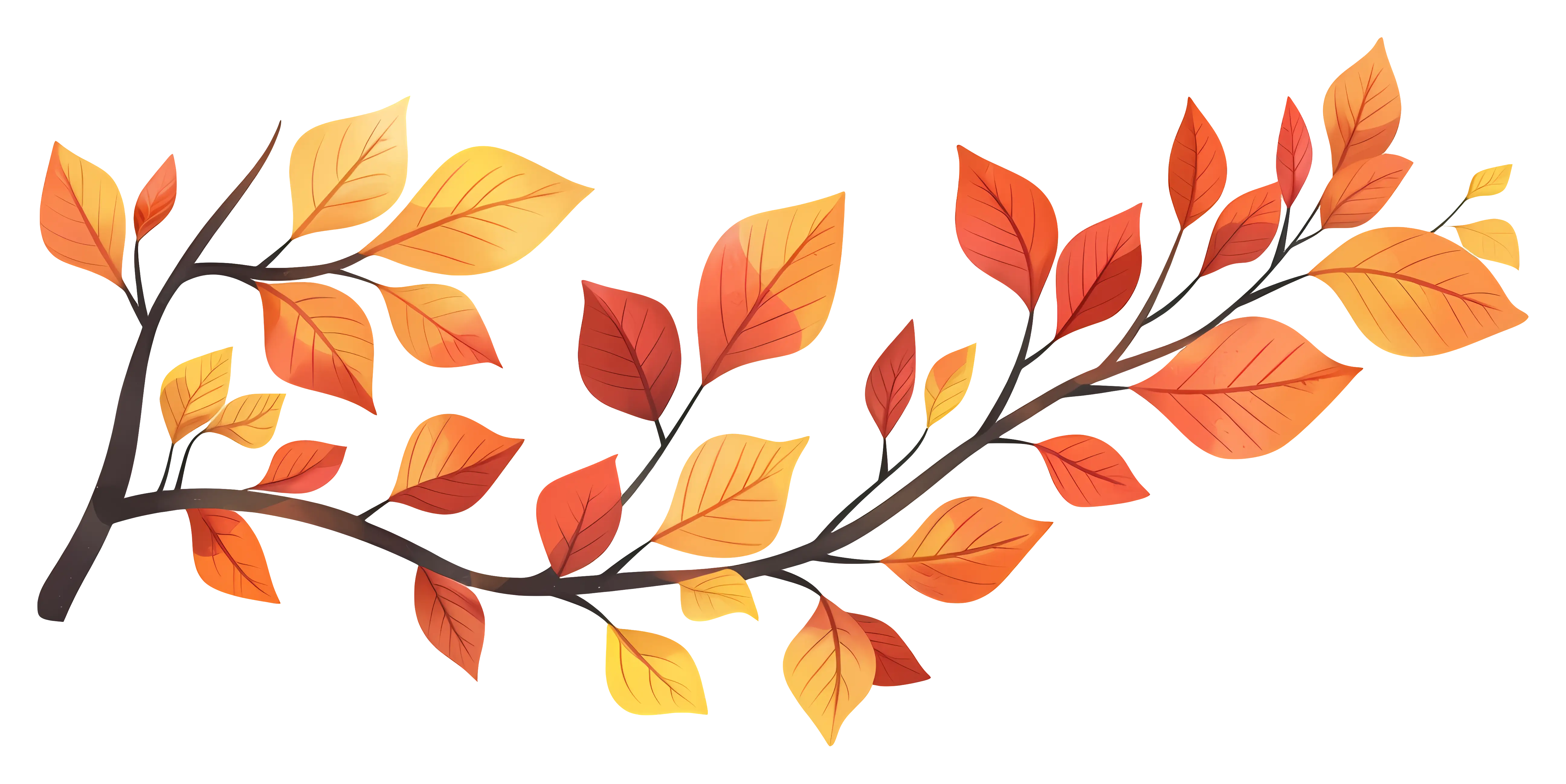 Autumn Branch with Colorful Leaves