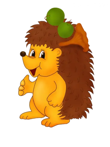 Cute Hedgehog with Apple and Mushroom