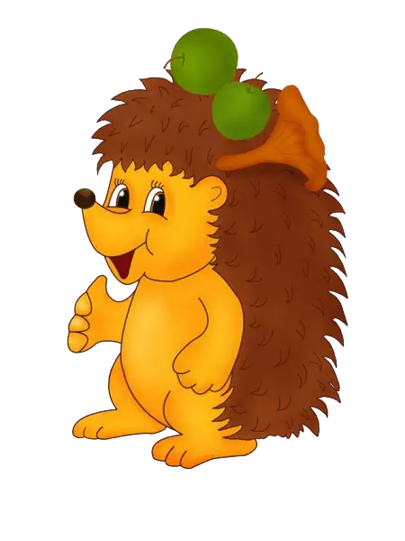 Cute Hedgehog with Apple and Mushroom